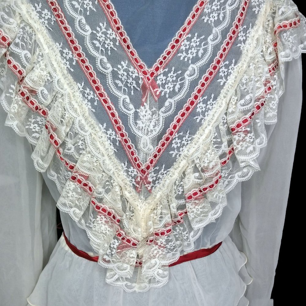 Vintage Victorian High Neck Button Back Lace Top - Picture 4 of 8